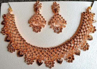 Stone Necklace & Earring Set #JEW 175 (Champagne)