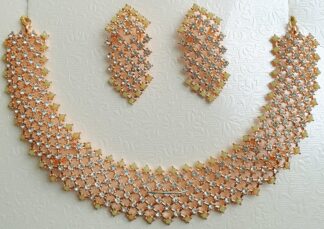 Stone Necklace & Earring Set #JEW 185 (Mint Green)