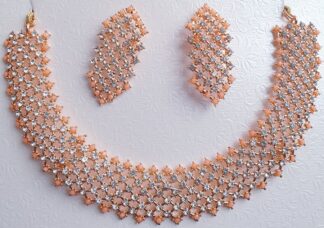 Stone Necklace & Earring Set #JEW 186 (Peach)