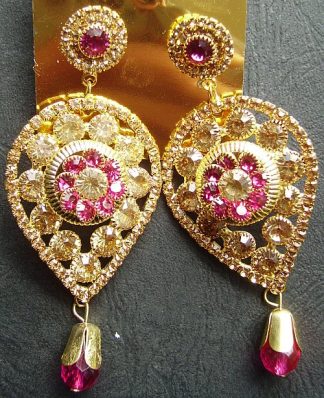 Large Stone Drop Earrings #JEWE 83 (magenta)