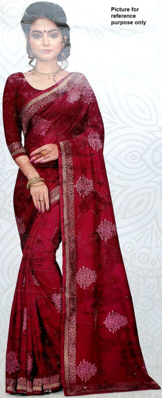 Embroidered Georgette Saree #ARU 028 (Maroon)