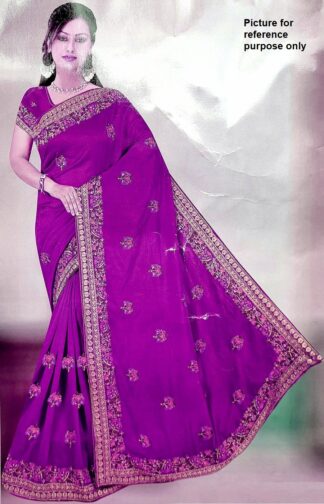 Embroidered Georgette Saree #ARU 033 (Purple)