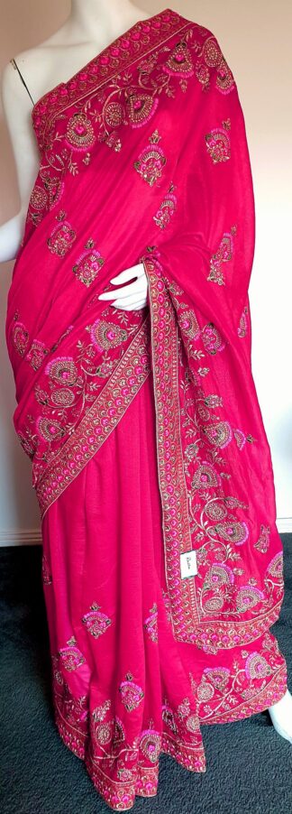 Embroidered Georgette Saree #ARU 053 (Pink)