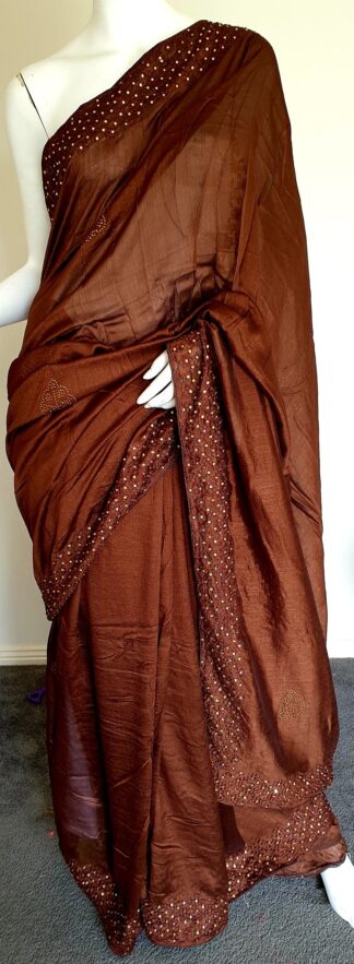Stonework Georgette Saree #ARU 070 (Brown)
