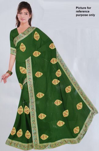 Embroidered Georgette Saree #ARU 076 (Green)