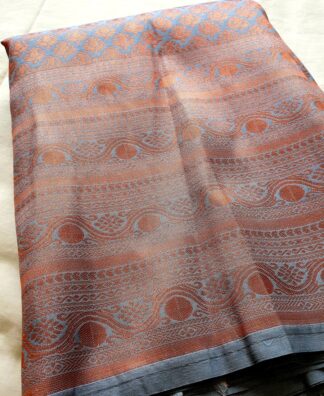 Semi Silk Saree #PON 013 (Grey)