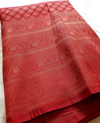 Semi Silk Saree #PON 018 (Reddish Maroon)