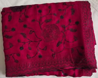 Fancy Saree #SIH 015 (Deep Red & Black)