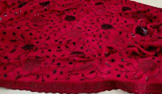Fancy Saree #SIH 015 (Deep Red & Black)
