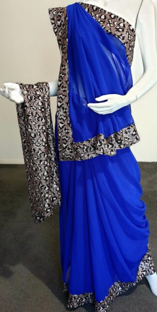 Blue Faux Georgette Saree #SS 020