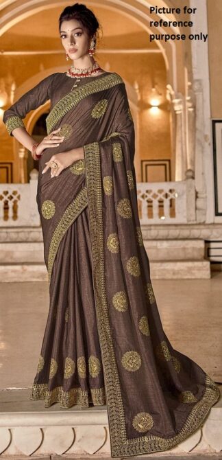 Embroidered Georgette Saree #YNF 009 (Brown)