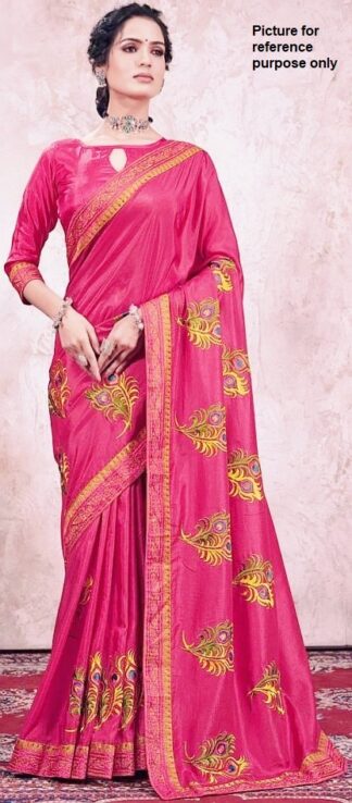 Embroidered Georgette Saree #YNF 080 (Pink)