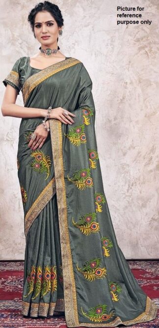 Embroidered Georgette Saree #YNF 082 (Grey)