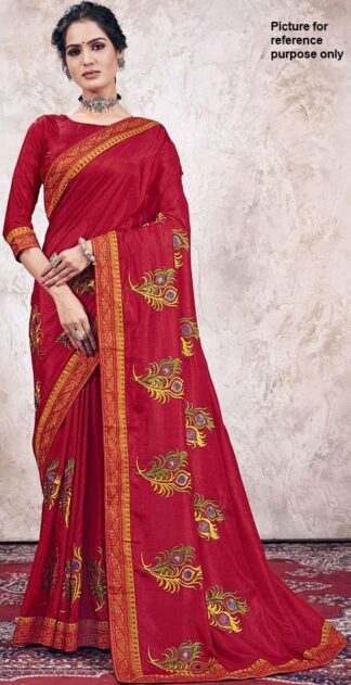 Embroidered Georgette Saree #YNF 083 (Deep Red)