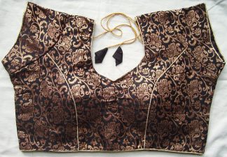 Black and Gold Brocade Saree Blouse (#BL34)