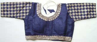 Embroidered Saree Blouse - Navy Blue (#BL60)