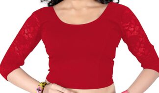 Stretchable Long Sleeve Saree Blouse - Red (#BL74)