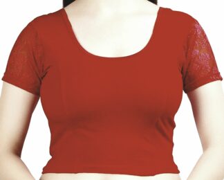 Stretchable Short Sleeve Saree Blouse - Maroon (#BL85)