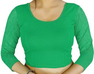 Stretchable Long Sleeve Saree Blouse - Green (#BL86)