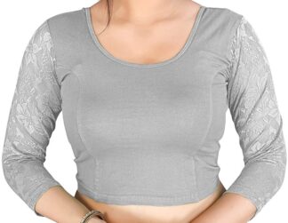 Stretchable Long Sleeve Saree Blouse - Grey (#BL89)